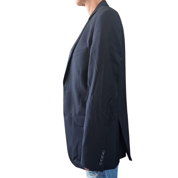 NM Nick’s Oversized Navy Blue Classic Tailored Fit 2 Button Front Blazer Jacket - Picture 11 of 12